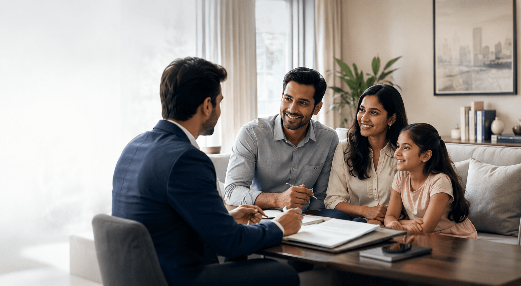 A TrillionLane relationship manager meeting a family at home